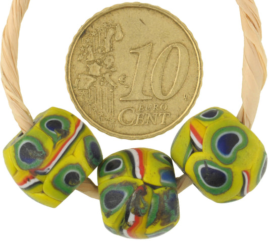 Antique Venetian Banded Millefiori African Trade Beads - 13X11Mm - alternate view