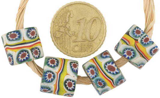 Rare Old Banded Millefiori Mosaic Glass African Trade Beads - alternate view