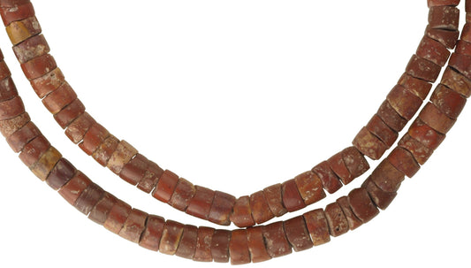 African Bauxite Trade Beads Necklace - Ghana Tribal Beads 7-8Mm - alternate view