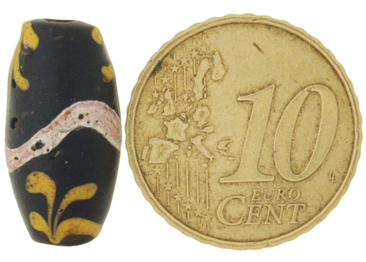 Rare Old Large Size Black Floral Fancy Venetian Wound Glass Bead African Trade Sb-30329 - alternate view
