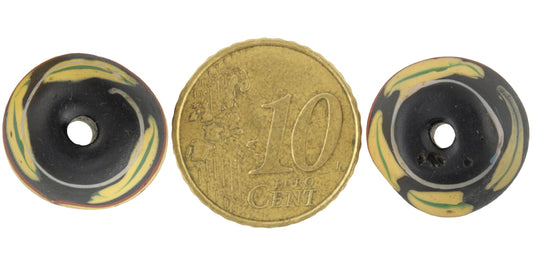 Antique Black Bicone "King" Venetian Lampwork Trade Beads, 16Mm - alternate view