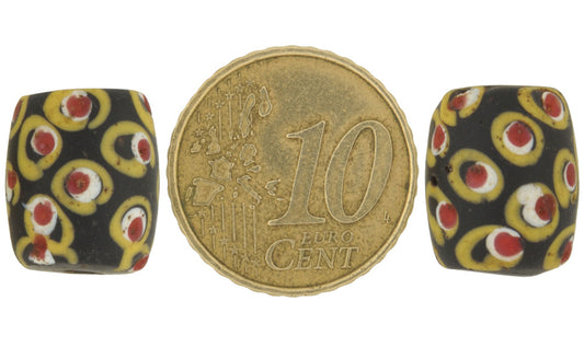 Rare Antique Black "Eye" Venetian Lampwork Glass Trade Beads, 14X12Mm - alternate view