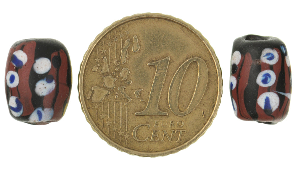 Rare Antique Black Fancy Venetian Lampwork Trade Beads, 11-12Mm - alternate view