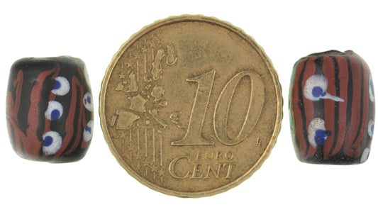 Rare Antique Black "Fancy" Venetian Lampwork Glass Trade Beads, Pair - alternate view