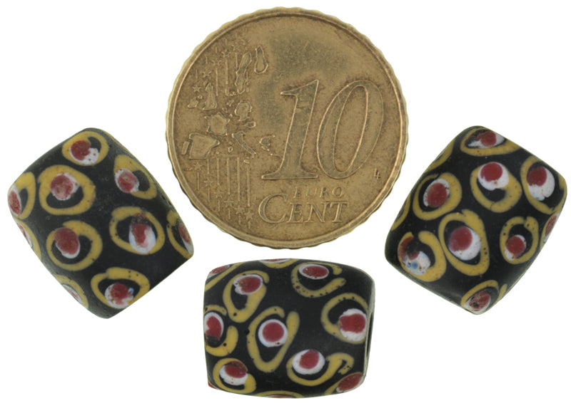 Rare Antique Black "Eye" Venetian Lampwork Glass Trade Beads 13X11Mm - alternate view