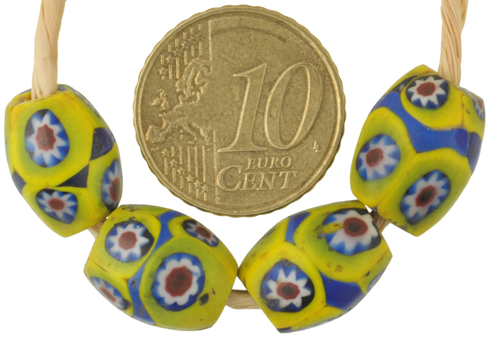 Antique Banded Oval Millefiori Venetian Glass Trade Beads - 13Mm, African Trade - alternate view