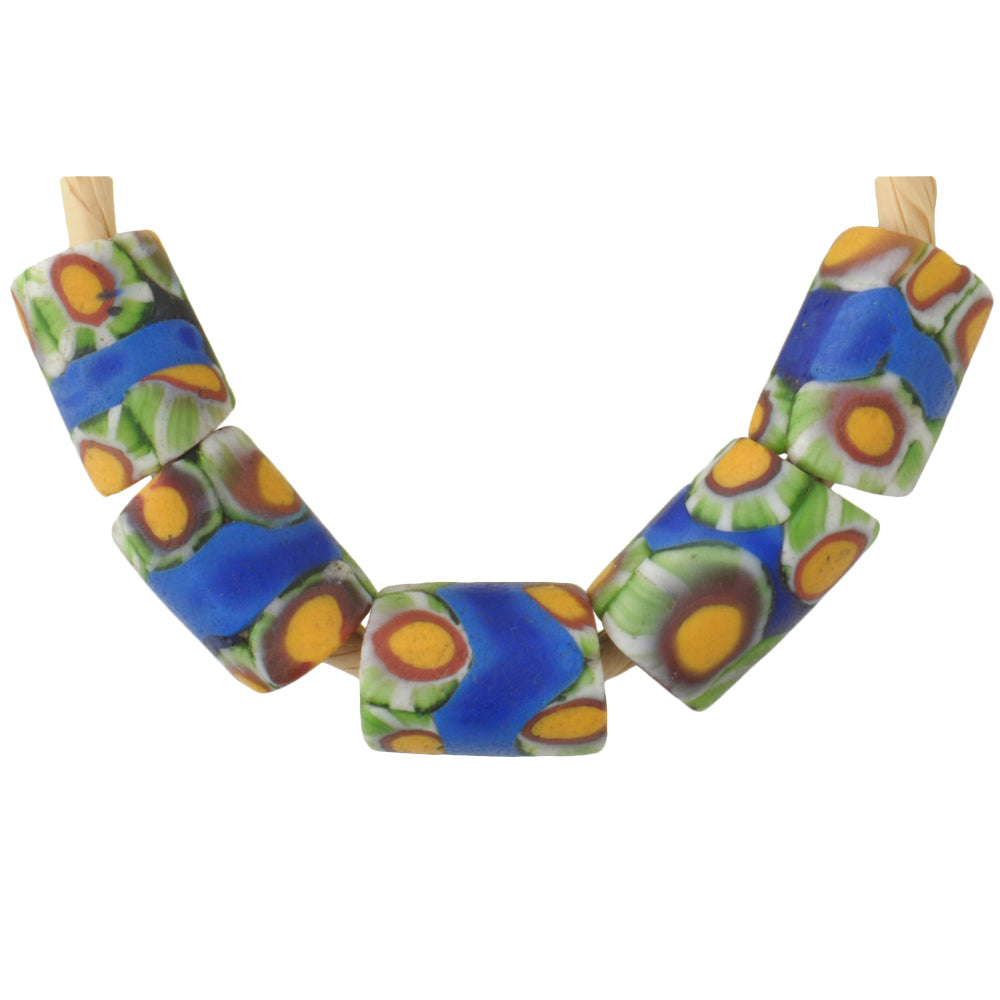 Antique Banded Millefiori Venetian African Trade Beads - 5 Pcs