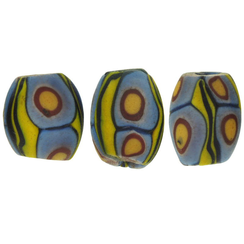 Rare Antique Oval Millefiori Venetian Mosaic Glass Trade Beads - African Trade