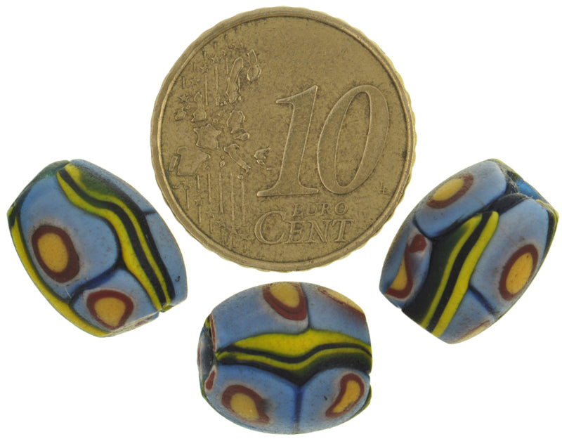 Rare Antique Oval Millefiori Venetian Mosaic Glass Trade Beads - African Trade - close-up