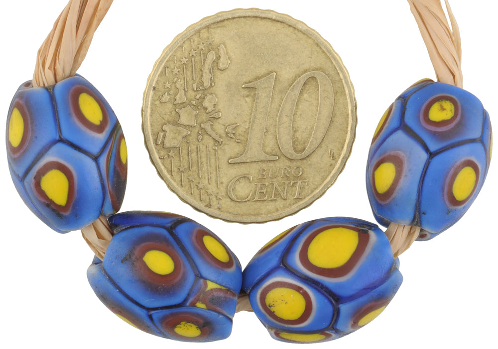 Antique Oval Venetian Millefiori Mosaic Trade Beads - 4 Matching Beads, 13X11Mm - alternate view