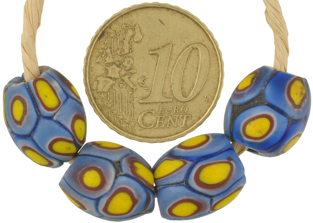 Antique Oval Millefiori Venetian Mosaic Glass Trade Beads 12-13Mm - alternate view