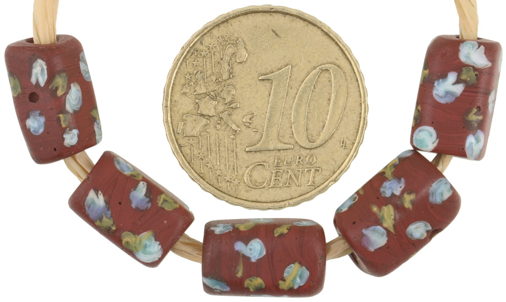 Antique Rectangular Brick Eye Venetian Lampwork Glass Trade Beads, 11X7Mm - alternate view