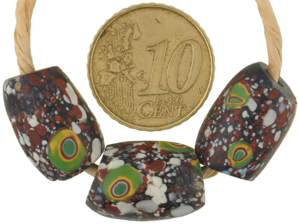 Rare Antique Oval Venetian Millefiori Glass Trade Beads, 18X12Mm - alternate view