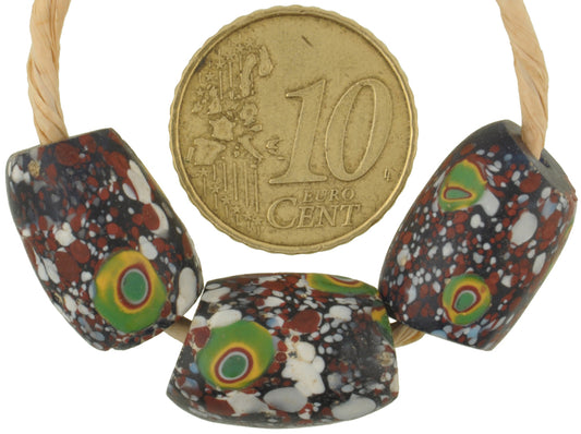 Rare Antique Oval Venetian Millefiori Glass Trade Beads, 18X12Mm - alternate view