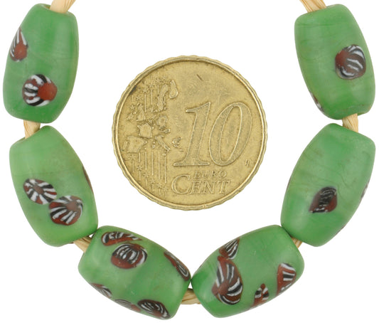 Vintage Oval Millefiori Mosaic Czech Glass African Trade Beads - alternate view