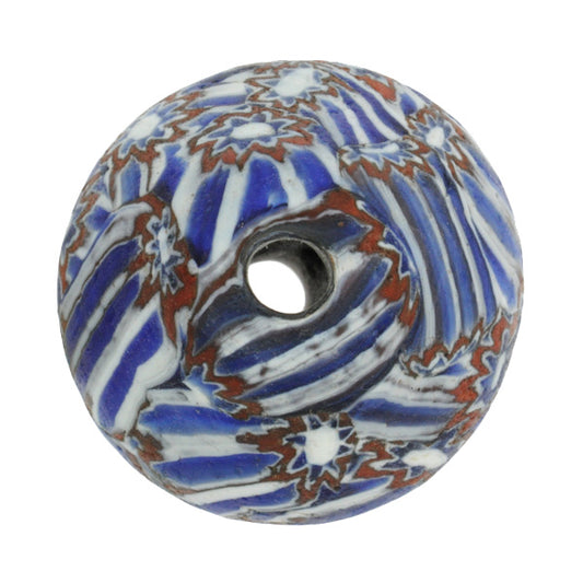 Large Bicone African Trade Bead - Recycled Chevron Glass, Ghana - alternate view