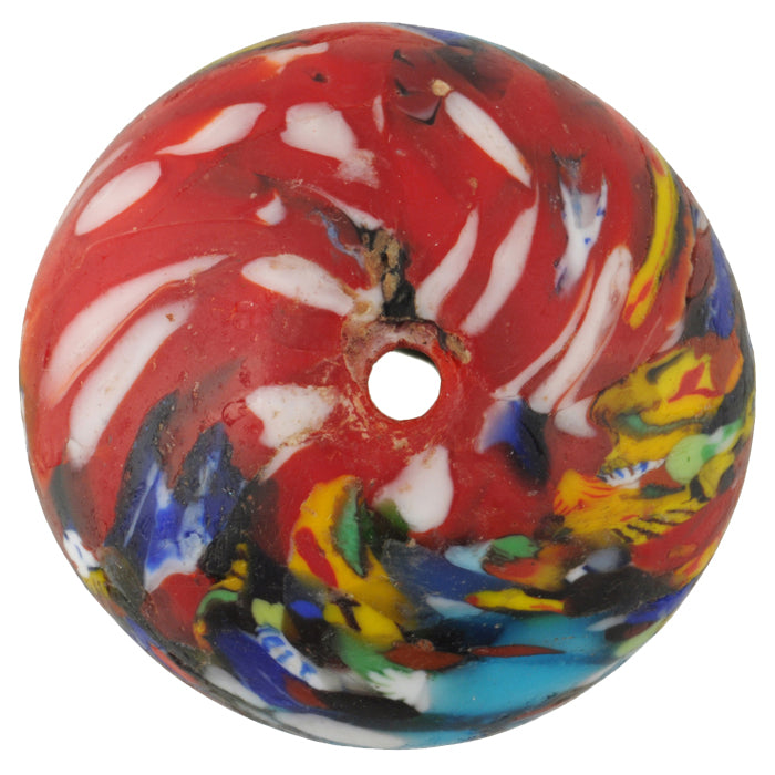 Large African Trade Bead - Recycled Ghana Glass Bicone Bead - close-up