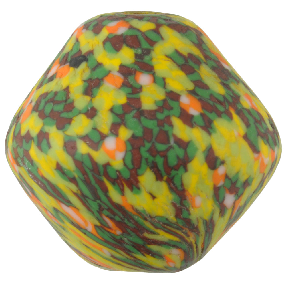 Large Bicone Recycled Glass Bead - Ghana Krobo Trade Beads - close-up