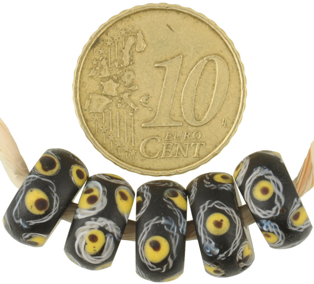 Rare Antique Black "Eye" Venetian Lampwork Beads - African Trade Disks - alternate view
