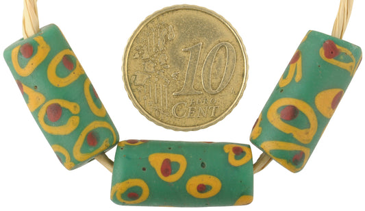 Antique Green "Eye" Fancy Venetian Lampwork Glass Trade Beads - 21Mm - alternate view