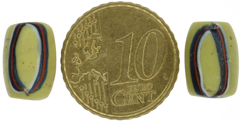 Beautiful Antique Oval "Fancy" Venetian Wound Glass Trade Beads - 12X9Mm - alternate view