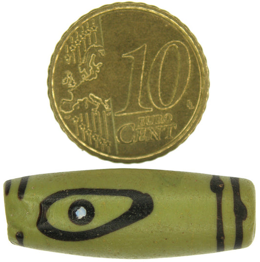 Rare Green Eye Antique Venetian Wound Glass Trade Bead With Trail Decoration - alternate view