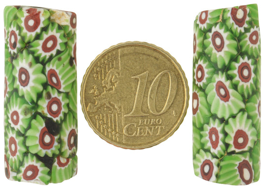 Antique Large Millefiori Mosaic Glass Trade Beads - African Trade Pair - alternate view