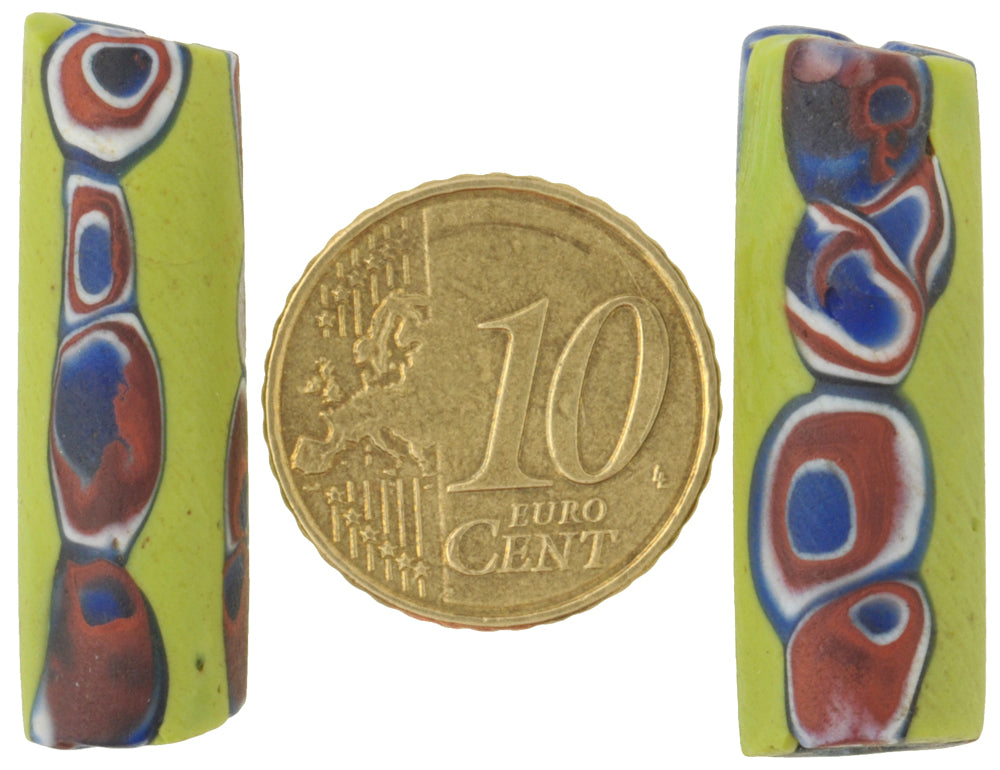 Antique Large Venetian Millefiori Mosaic Trade Beads, 31Mm Pair - alternate view