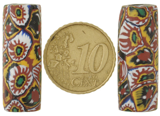 Antique Large Millefiori Venetian Mosaic Glass Trade Beads, African Trade - alternate view