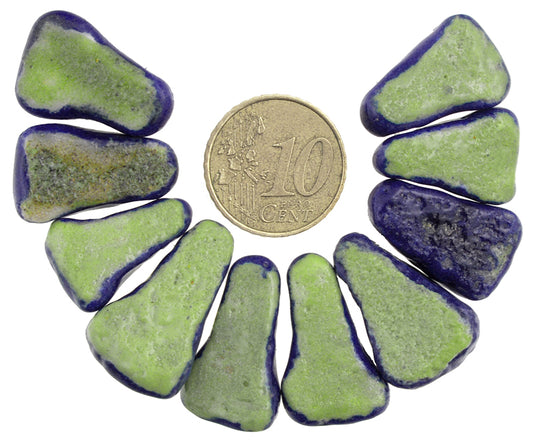 Large Blue Kiffa Glass Beads - Handmade Mauritanian Beads (10Pc) - alternate view