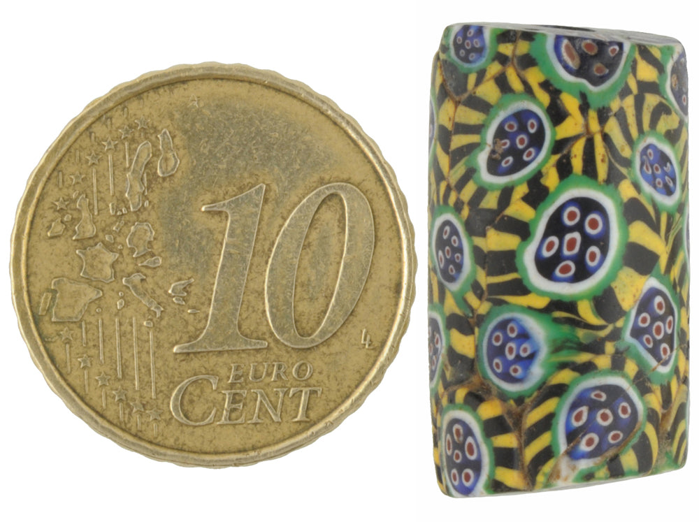 Rare Large Peacock Venetian Millefiori African Trade Bead - Antique - alternate view