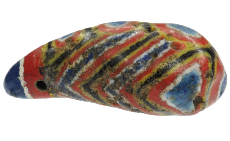 Large Old Polychrome Kiffa African Glass Trade Bead 25Mm - zoomed-in detail
