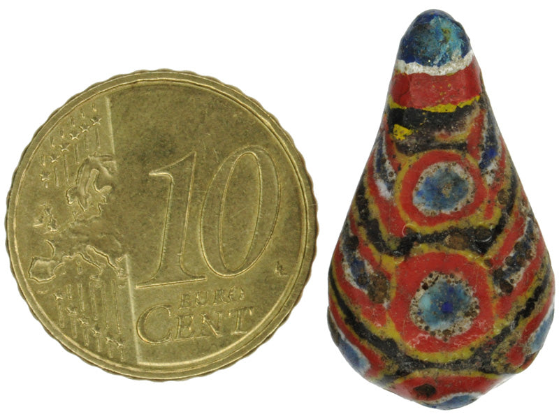 Large Old Polychrome Kiffa African Glass Trade Bead 25Mm - angled shot