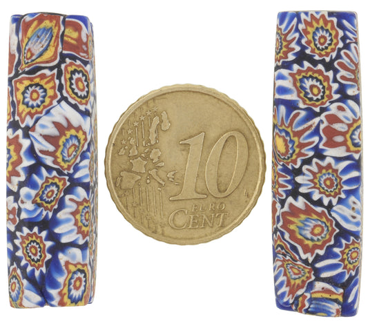 Antique Large Rectangular Millefiori Venetian Mosaic Glass Trade Beads - alternate view