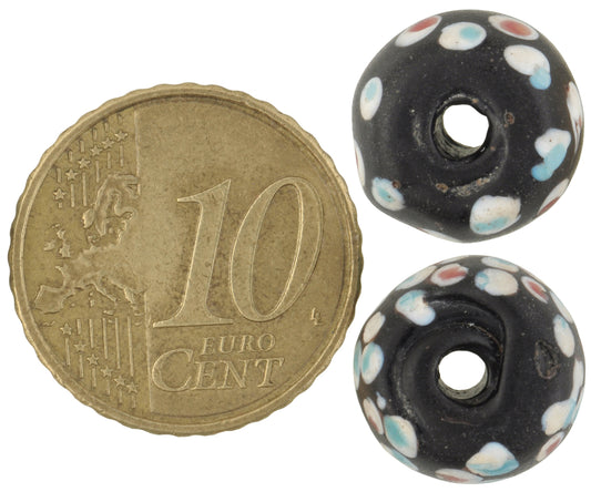 Rare Large "Thousand Eyes" Antique Venetian Wound Glass Trade Beads - 13X9Mm - alternate view