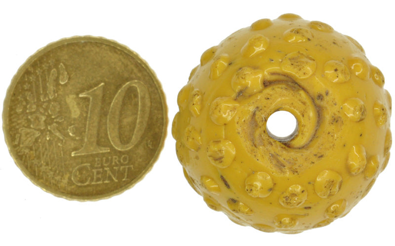 Rare Large Old Raised Eyes Venetian African Trade Bead, 25X23Mm - close-up