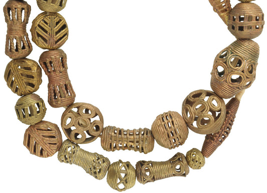 Authentic African Brass Beads Handmade In Ghana - 27" Strand - alternate view