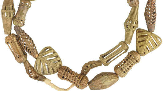 Handmade African Brass Beads From Ghana - 28" Lost Wax Strand - alternate view