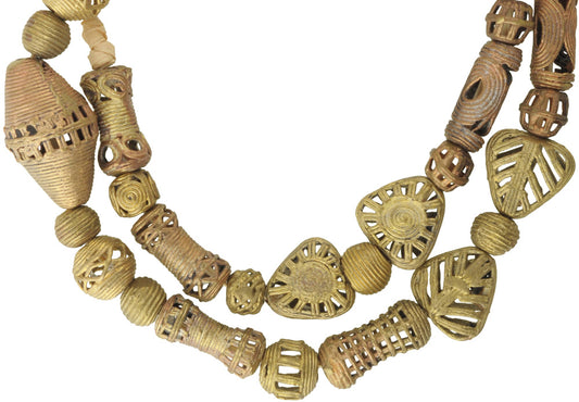 Handmade African Brass Beads From Ghana - Lost Wax Technique 27.5" Strand - alternate view