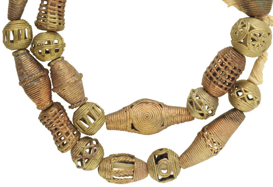 Authentic African Brass Beads - Handcrafted In Ghana - 26" Strand - alternate view