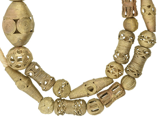 Authentic African Brass Beads Handmade In Ghana, 27.75" Strand - alternate view