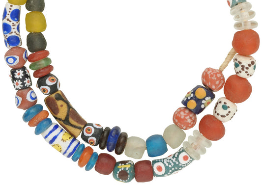 African Trade Beads - Krobo Recycled Glass Beads, 27" Strand - alternate view