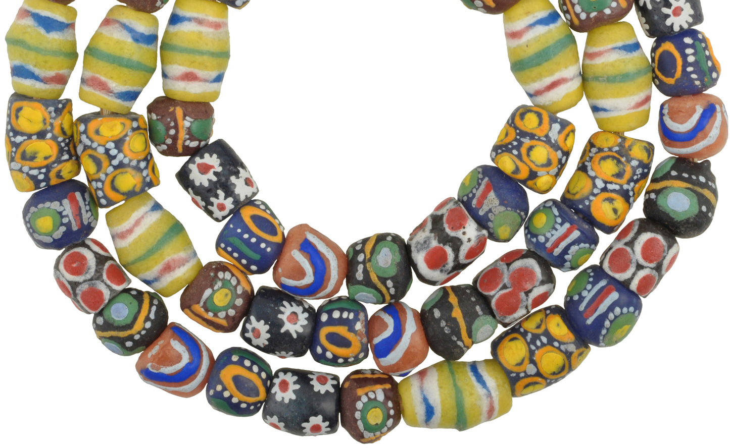 African Trade Beads - Krobo Glass Powder Beads From Ghana 9-11Mm - close-up