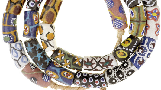 African Trade Beads - Fancy Powder Glass Beads From Ghana, 10-11Mm - alternate view