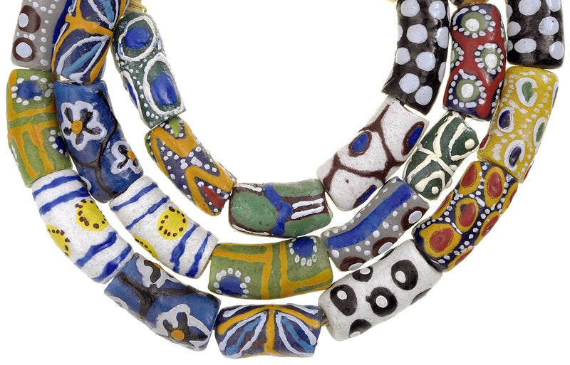 African Trade Krobo Glass Beads 9-11Mm - Recycled Ghana Strand - close-up