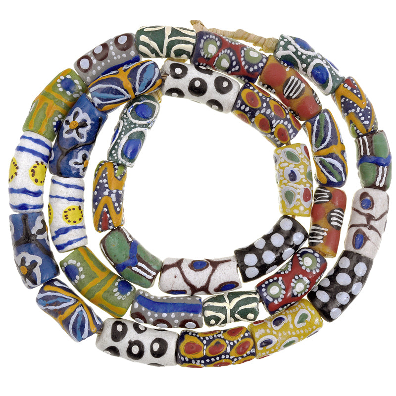 African Trade Krobo Glass Beads 9-11Mm - Recycled Ghana Strand