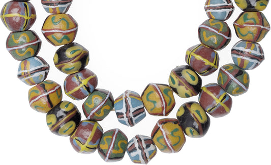 African Trade Beads: Fancy Powder Glass Beads, Krobo, Ghana, 14-18Mm - alternate view