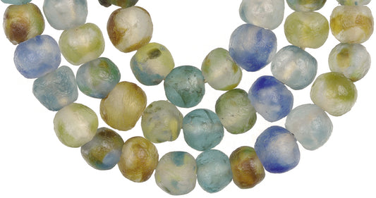 Translucent Recycled Krobo Glass Beads - 26" Strand, Handmade In Ghana - alternate view