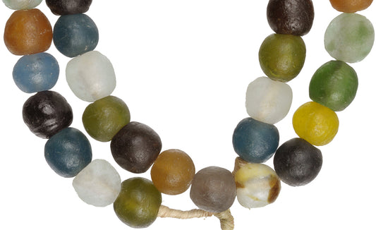 Large African Krobo Glass Beads Strand, Recycled Trade Beads - alternate view