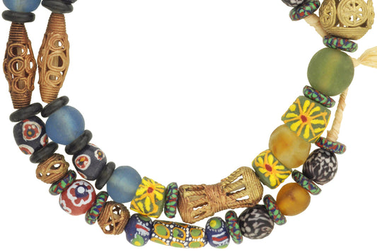African Trade Beads: Krobo Glass & Brass Beads From Ghana - alternate view